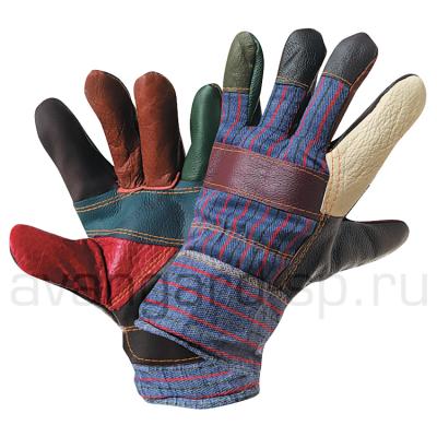 Перчатки "Радуга" кожаные комбинированные утепленные